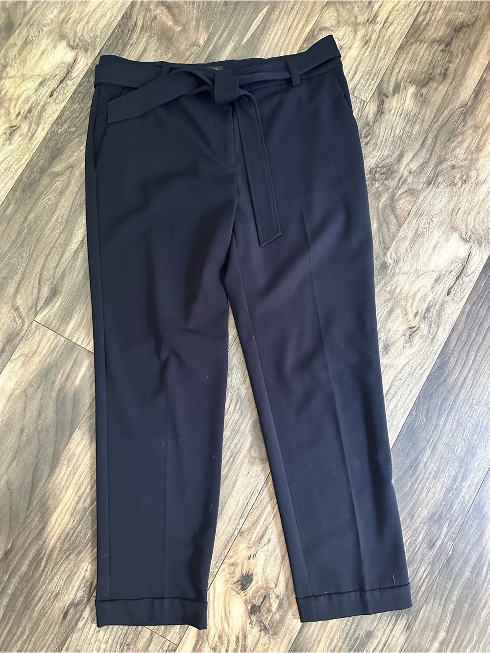 LOFT Navy Devin Tie-Waist Ankle Pants